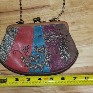 Fossil Multi Colored Leather Bag with optional shoulder chain